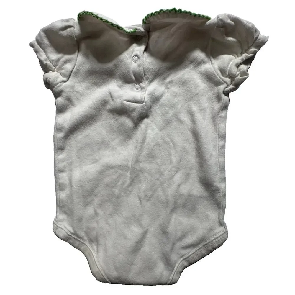 Gymboree Turtle Daisy Embroidered Bodysuit Baby Girl 6-12 Months Peter Pan